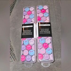 2 x Sassy + Chic Makeup Brush Holder With Colorful Smiley Faces BNIB